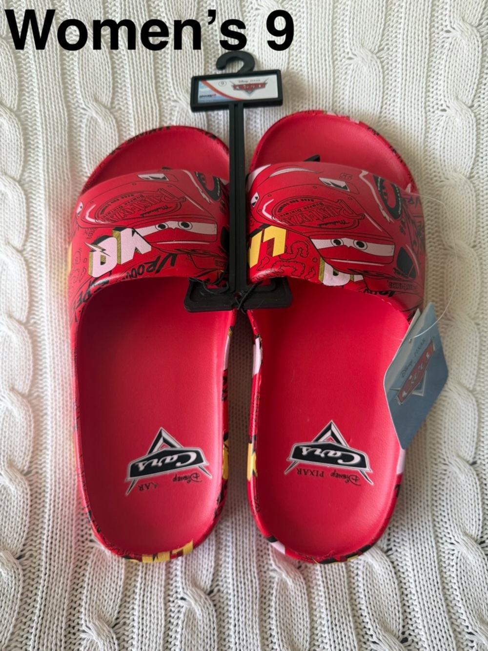 Disney Cars Lightning McQueen Women’s Clogs Size 9 Pool Beach Slides Shoes NEW